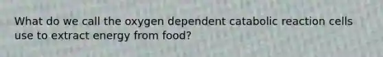 What do we call the oxygen dependent catabolic reaction cells use to extract energy from food?