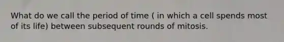 What do we call the period of time ( in which a cell spends most of its life) between subsequent rounds of mitosis.