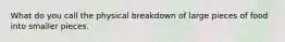 What do you call the physical breakdown of large pieces of food into smaller pieces.