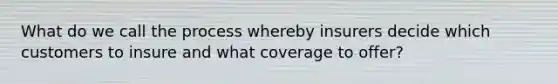 What do we call the process whereby insurers decide which customers to insure and what coverage to offer?