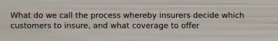 What do we call the process whereby insurers decide which customers to insure, and what coverage to offer