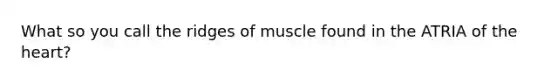 What so you call the ridges of muscle found in the ATRIA of the heart?