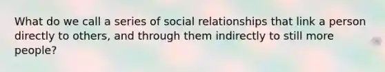 What do we call a series of social relationships that link a person directly to others, and through them indirectly to still more people?