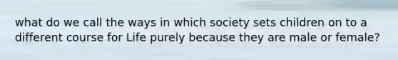 what do we call the ways in which society sets children on to a different course for Life purely because they are male or female?