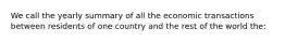 We call the yearly summary of all the economic transactions between residents of one country and the rest of the world the: