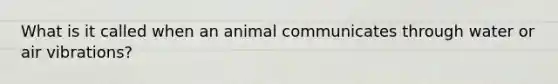 What is it called when an animal communicates through water or air vibrations?