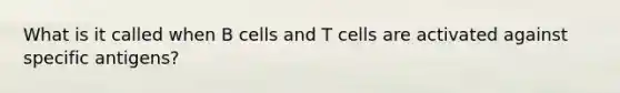 What is it called when B cells and T cells are activated against specific antigens?