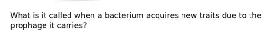 What is it called when a bacterium acquires new traits due to the prophage it carries?