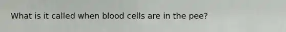 What is it called when blood cells are in the pee?