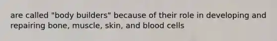 are called "body builders" because of their role in developing and repairing bone, muscle, skin, and blood cells