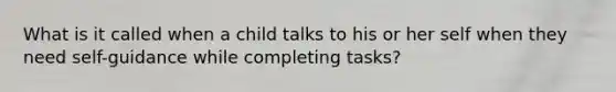 What is it called when a child talks to his or her self when they need self-guidance while completing tasks?