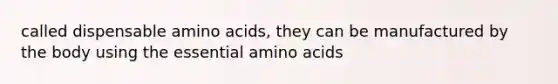 called dispensable amino acids, they can be manufactured by the body using the essential amino acids