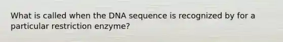 What is called when the DNA sequence is recognized by for a particular restriction enzyme?