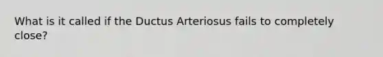 What is it called if the Ductus Arteriosus fails to completely close?