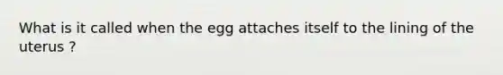 What is it called when the egg attaches itself to the lining of the uterus ?