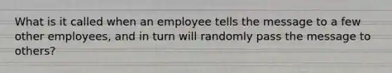 What is it called when an employee tells the message to a few other employees, and in turn will randomly pass the message to others?