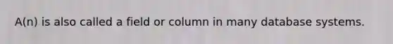 A(n) is also called a field or column in many database systems.