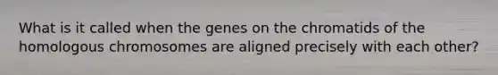 What is it called when the genes on the chromatids of the homologous chromosomes are aligned precisely with each other?