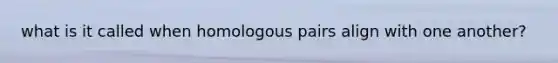 what is it called when homologous pairs align with one another?