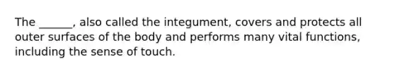 The ______, also called the integument, covers and protects all outer surfaces of the body and performs many vital functions, including the sense of touch.