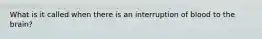 What is it called when there is an interruption of blood to the brain?