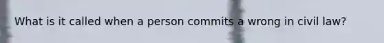 What is it called when a person commits a wrong in civil law?