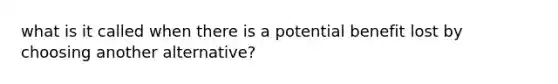 what is it called when there is a potential benefit lost by choosing another alternative?