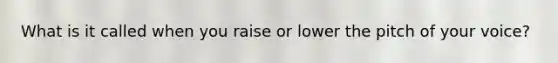 What is it called when you raise or lower the pitch of your voice?