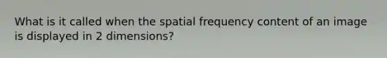 What is it called when the spatial frequency content of an image is displayed in 2 dimensions?