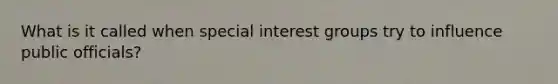 What is it called when special interest groups try to influence public officials?