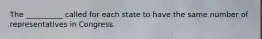 The __________ called for each state to have the same number of representatives in Congress.