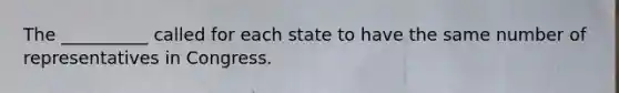 The __________ called for each state to have the same number of representatives in Congress.