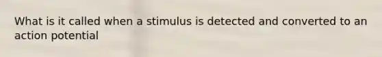 What is it called when a stimulus is detected and converted to an action potential