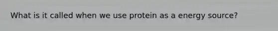 What is it called when we use protein as a energy source?