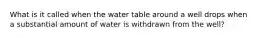 What is it called when the water table around a well drops when a substantial amount of water is withdrawn from the well?