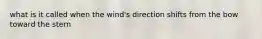 what is it called when the wind's direction shifts from the bow toward the stern