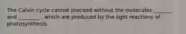 The Calvin cycle cannot proceed without the molecules _______ and ________ , which are produced by the light reactions of photosynthesis.