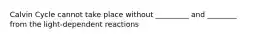 Calvin Cycle cannot take place without _________ and ________ from the light-dependent reactions