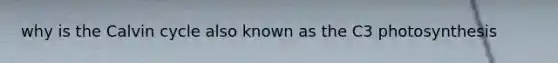 why is the Calvin cycle also known as the C3 photosynthesis