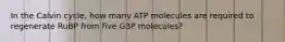 In the Calvin cycle, how many ATP molecules are required to regenerate RuBP from five G3P molecules?