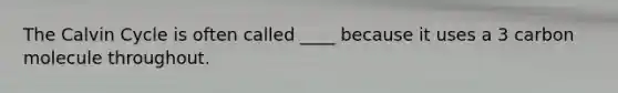 The Calvin Cycle is often called ____ because it uses a 3 carbon molecule throughout.