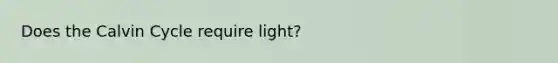 Does the Calvin Cycle require light?