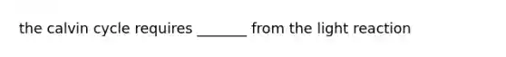 the calvin cycle requires _______ from the light reaction