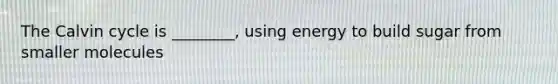 The Calvin cycle is ________, using energy to build sugar from smaller molecules