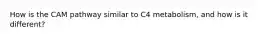 How is the CAM pathway similar to C4 metabolism, and how is it different?