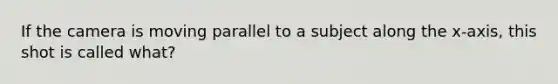 If the camera is moving parallel to a subject along the x-axis, this shot is called what?