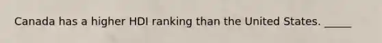 Canada has a higher HDI ranking than the United States. _____