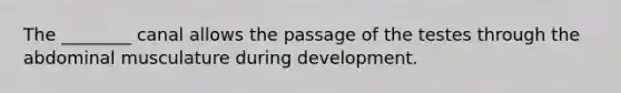 The ________ canal allows the passage of the testes through the abdominal musculature during development.