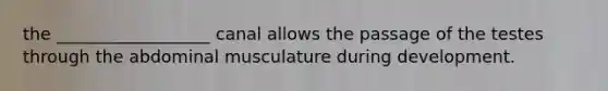 the __________________ canal allows the passage of the testes through the abdominal musculature during development.