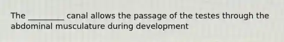 The _________ canal allows the passage of the testes through the abdominal musculature during development